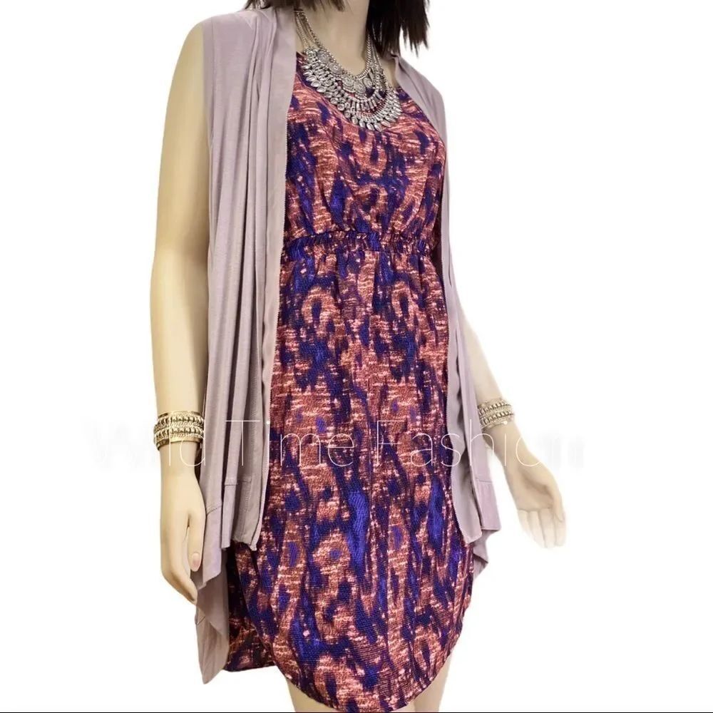 Neon Pink Purple Tie Dye Mini Dress with Pockets NWT